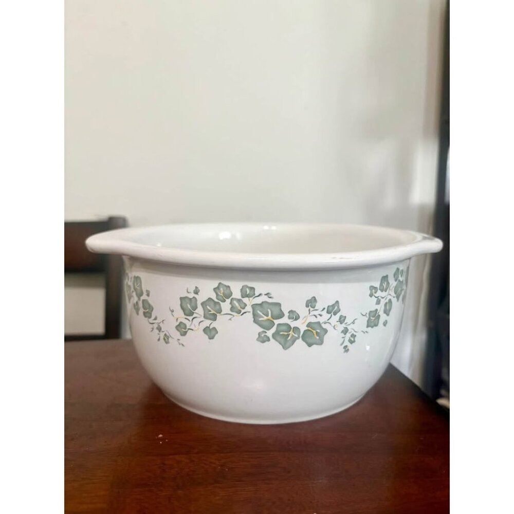 Corelle vintage White Bowl with Green Leaves